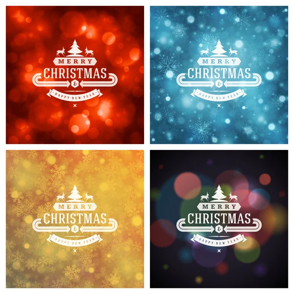 Weihnachten Typografie Grußkarten Design-Set. — Stockvektor