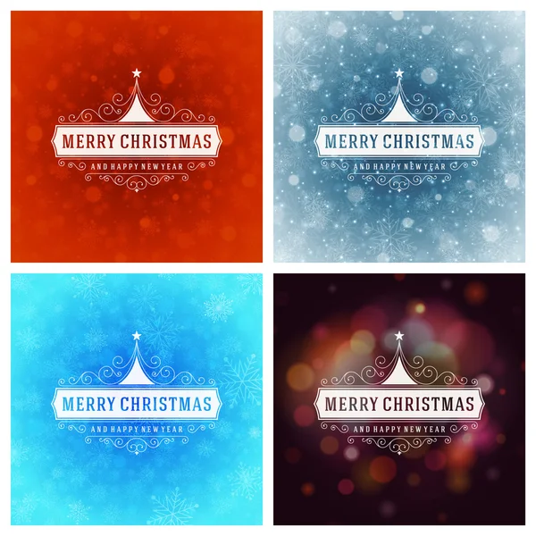 Weihnachten Typografie Grußkarten Design-Set. — Stockvektor