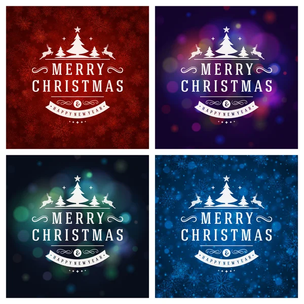 Weihnachten Typografie Grußkarten Design-Set. — Stockvektor