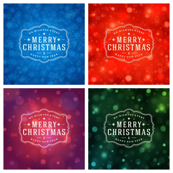 Set di design per biglietti di auguri per tipografia natalizia . — Vettoriale Stock