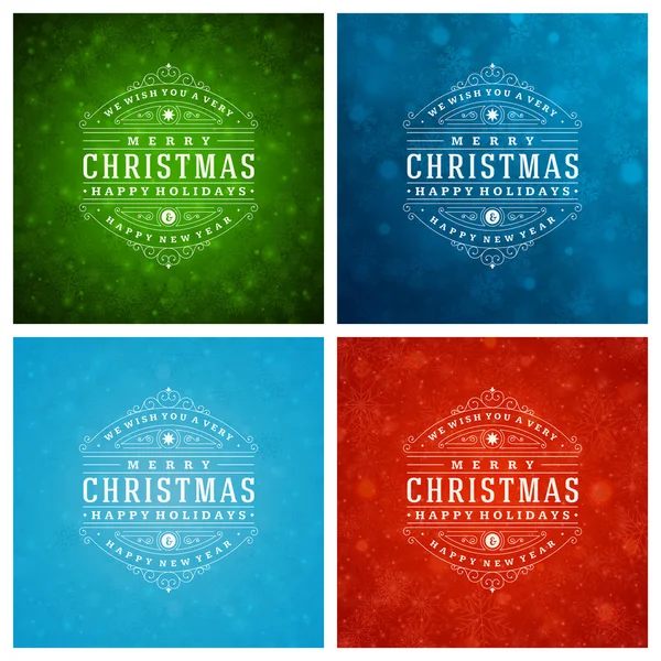 Navidad tipografía tarjetas de felicitación diseño conjunto . — Vector de stock