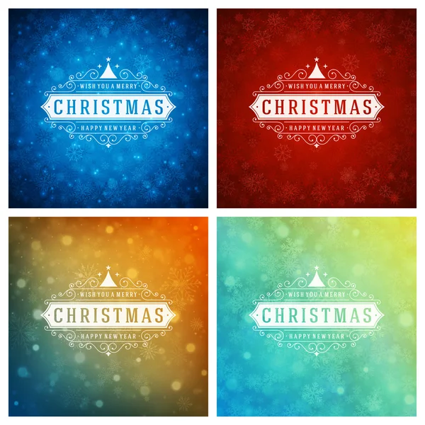 Weihnachten Typografie Grußkarten Design-Set. — Stockvektor