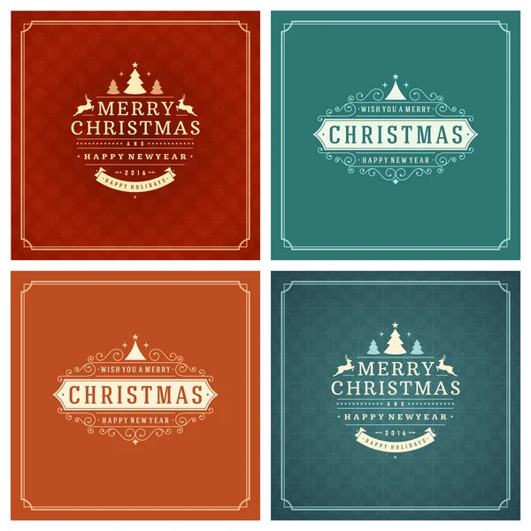 Typographie de Noël Cartes de souhaits Design Set . — Image vectorielle