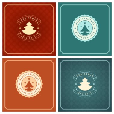 Tebrik kartları tasarım kümesi Noel tipografi.