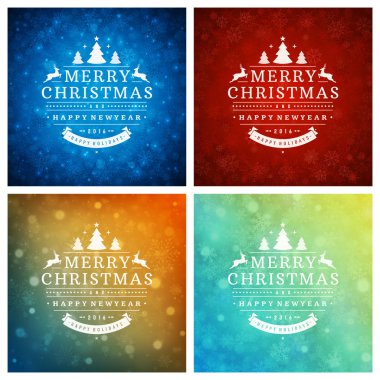 Tebrik kartları tasarım kümesi Noel tipografi.