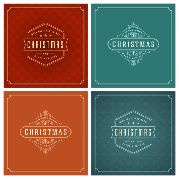 Typographie de Noël Cartes de souhaits Design Set . — Image vectorielle