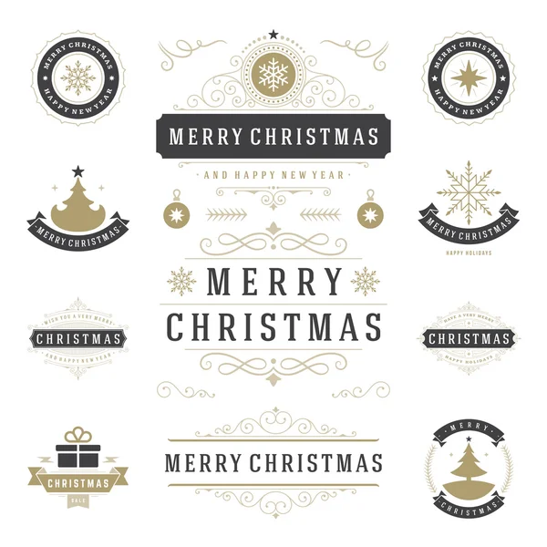 Etiquetas de Navidad y placas vector elementos de diseño conjunto. — Vector de stock