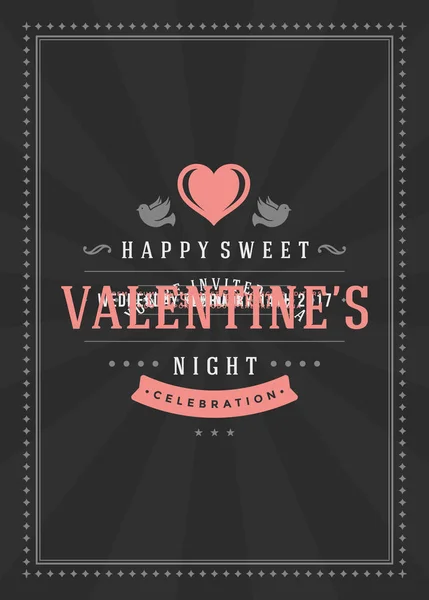 Boldog Valentin-napot meghívó vagy poszter vektor — Stock Vector