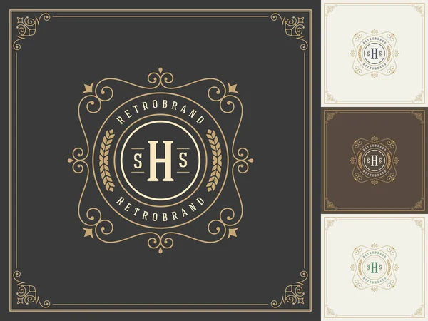 Royal Logo Design szablon wektor wystrój kwitnie kaligraficzne — Wektor stockowy
