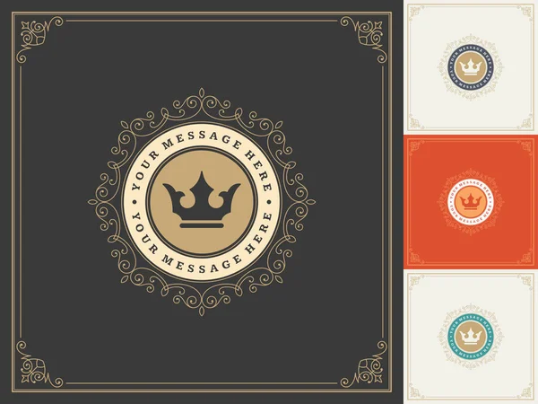 Βασιλικό λογότυπο σχεδιασμό πρότυπο διάνυσμα διακόσμηση ευδοκιμεί καλλιγραφικά — Διανυσματικό Αρχείο