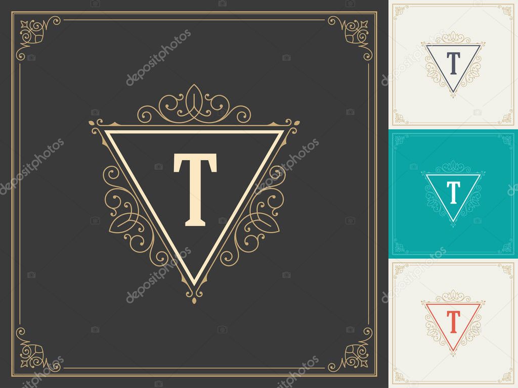 Royal Logo Design Template Vector Decoration Flourishes Calligraphic
