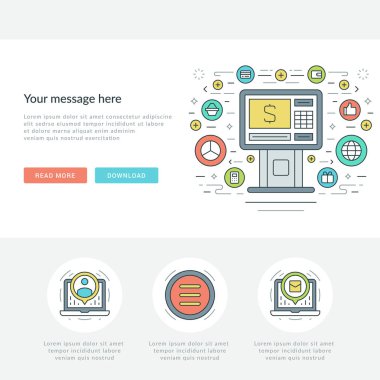 Düz çizgi iş kavramı Web sitesi başlık vektör çizim.