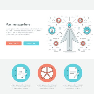 Düz çizgi iş kavramı Web sitesi başlık vektör çizim.