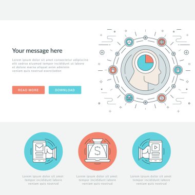 Düz çizgi iş kavramı Web sitesi başlık vektör çizim.