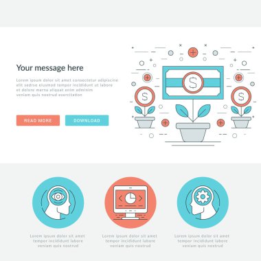 Düz çizgi iş kavramı Web sitesi başlık vektör çizim.