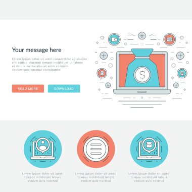 Düz çizgi iş kavramı Web sitesi başlık vektör çizim.