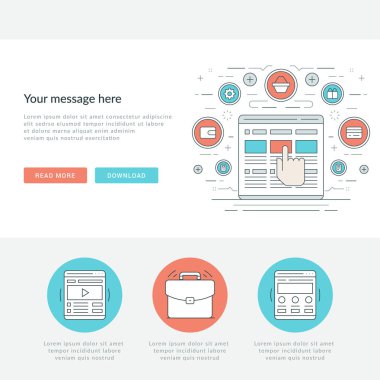 Düz çizgi iş kavramı Web sitesi başlık vektör çizim.