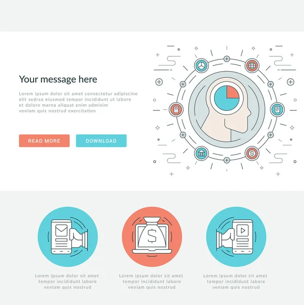 Flat line Business Concept Site Web En-tête Illustration vectorielle . — Image vectorielle