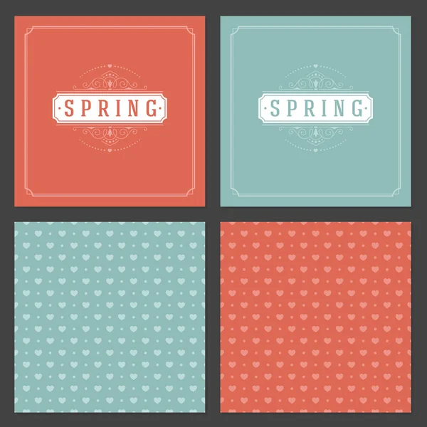 Spring Vector Typographic Posters or Greeting Cards Design Set. — Stock Vector