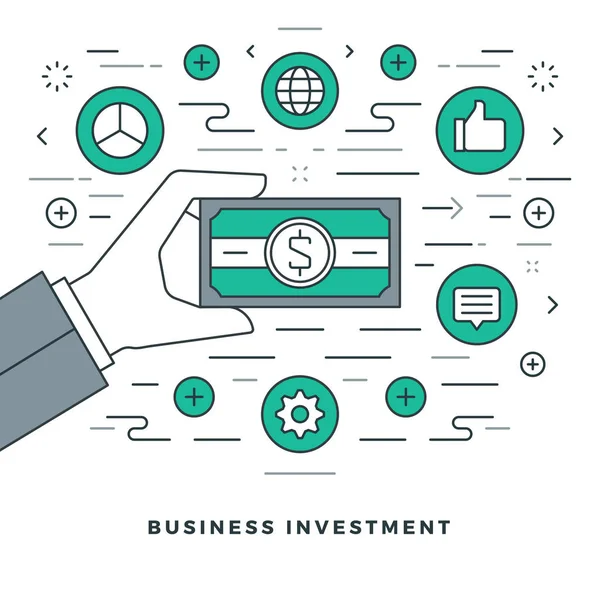 Flat line Business Management och investeringar. Vektorillustration. — Stock vektor