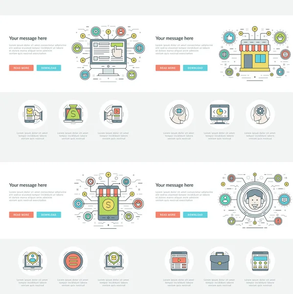 Linee piatte Business Concepts Set illustrazioni vettoriali . — Vettoriale Stock