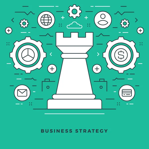 Flat line Gestão Estratégica de Negócios. Ilustração vetorial . —  Vetores de Stock