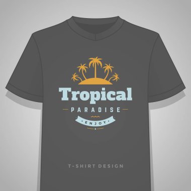 Yaz tatili tipografi tee gömlek grafik şablonu vektör çizim yazdırma.