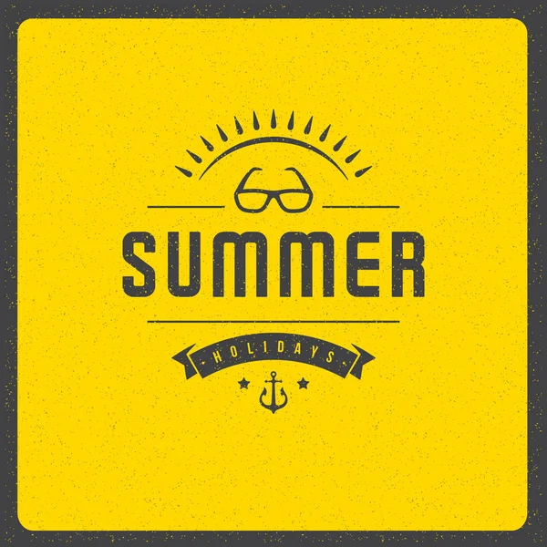Sommerurlaub Plakatgestaltung auf strukturiertem Hintergrund Vektor Illustration. — Stockvektor