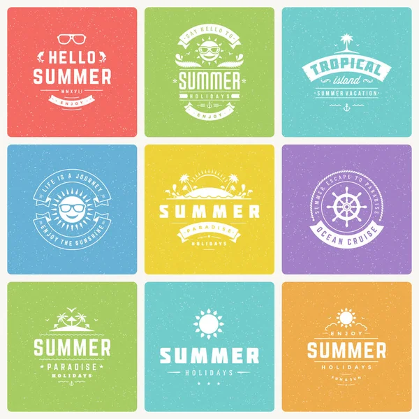 Sommerferien Design-Elemente und Typografie-Vektorset. — Stockvektor