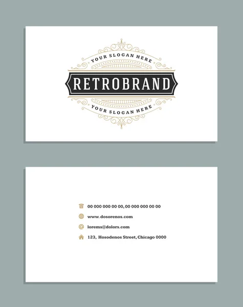 Estilo de ornamento vintage cartão de visita e modelo de vetor logotipo de luxo . — Vetor de Stock