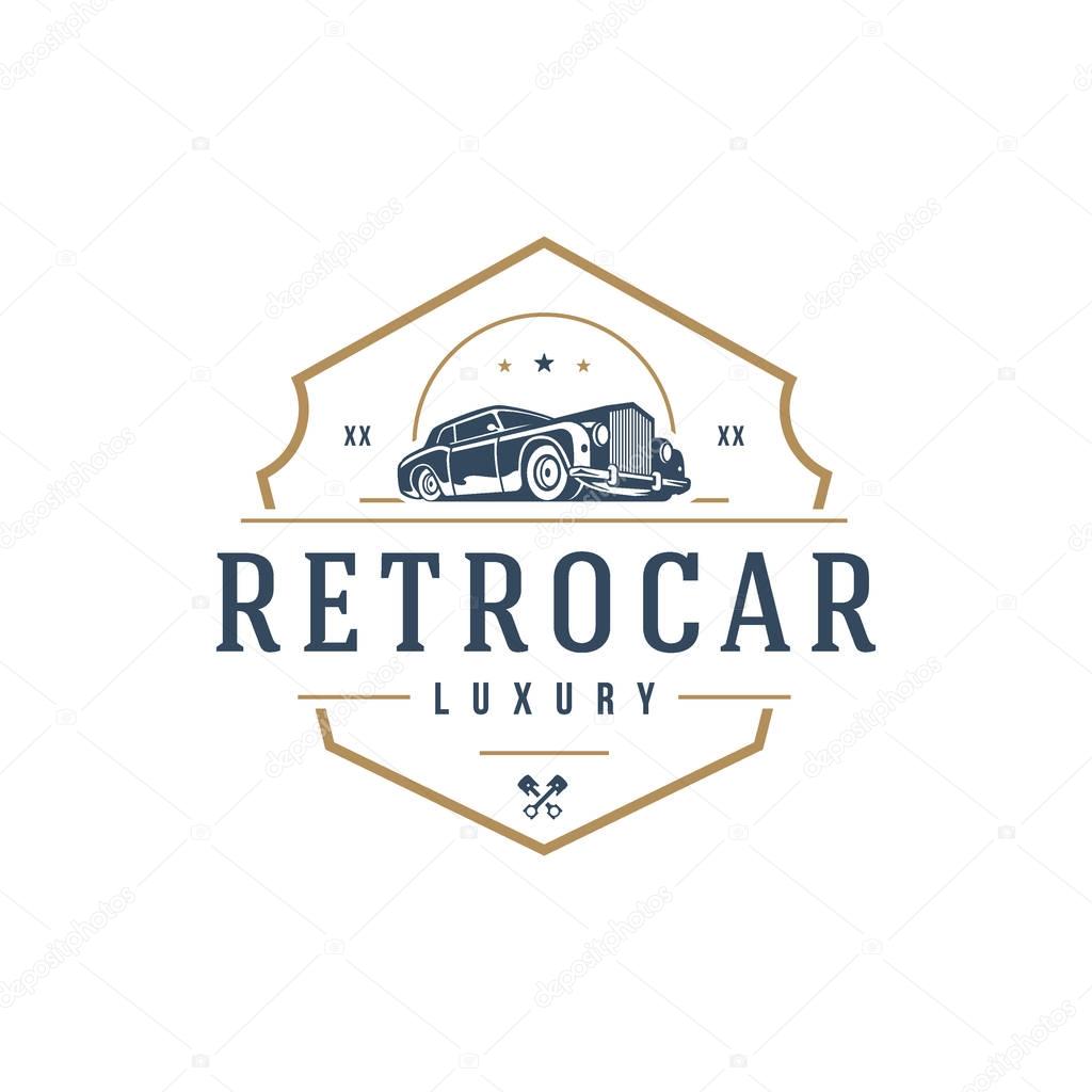 Classic car logo template vector design element vintage style