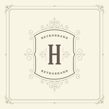 Süsleme monogram logo tasarım şablonu vektör kaligrafi dekorasyon zarif royal satırları geliştiği.