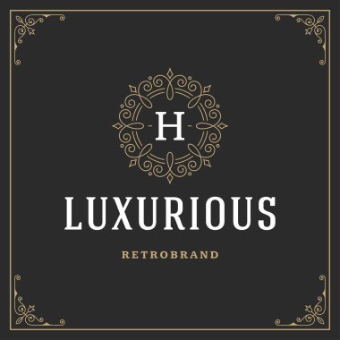 Kaligrafi süsleme süsleme monogram logo tasarım şablonu vektör geliştiği