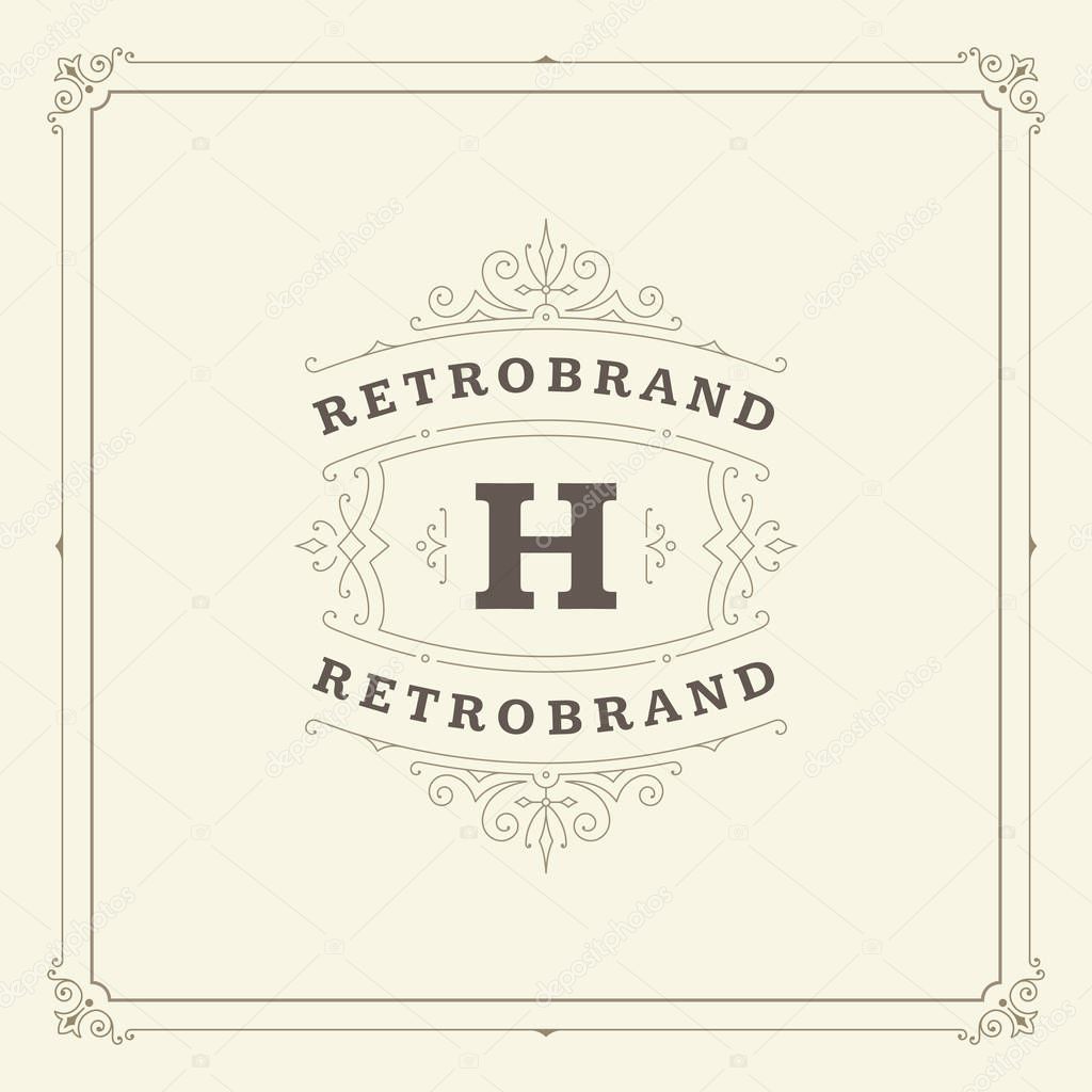 Ornament monogram logo design template vector flourishes calligraphic decorations elegant royal lines.
