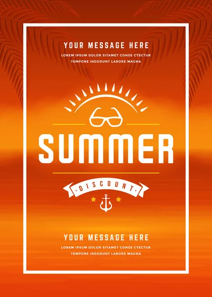 Yaz satış banner plaj arka plan üzerinde online alışveriş — Stok Vektör