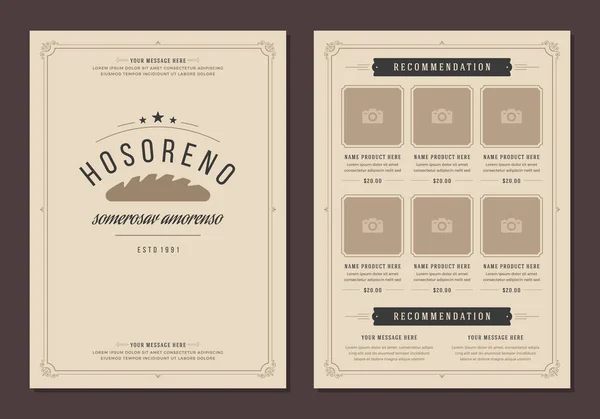 Restaurant logo en menu vector brochure ontwerpsjabloon. — Stockvector