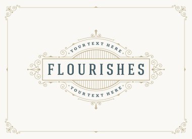 Vintage süsleme çerçeve tebrik kartı vektör şablonu.