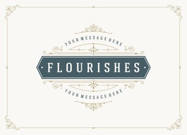 Vintage süsleme çerçeve tebrik kartı vektör şablonu.