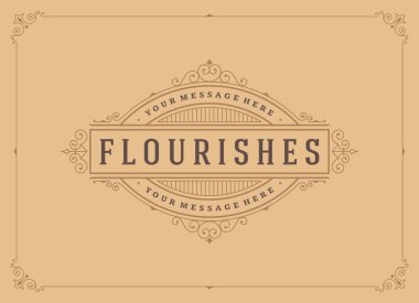 Vintage süsleme çerçeve tebrik kartı vektör şablonu.