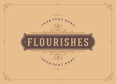 Vintage süsleme çerçeve tebrik kartı vektör şablonu.