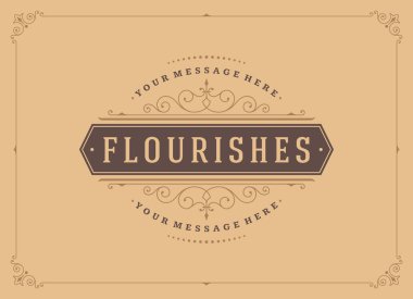 Vintage süsleme çerçeve tebrik kartı vektör şablonu.