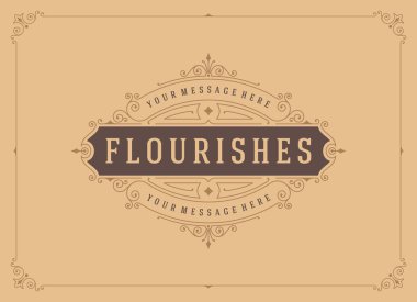 Vintage süsleme çerçeve tebrik kartı vektör şablonu.