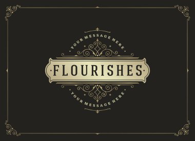 Vintage süsleme çerçeve tebrik kartı vektör şablonu.