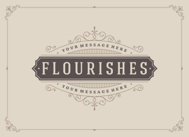 Vintage süsleme çerçeve tebrik kartı vektör şablonu.