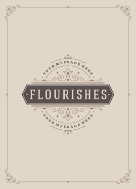 Vintage süsleme tebrik kartları vektör şablonu.