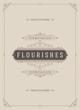 Vintage süsleme tebrik kartları vektör şablonu.