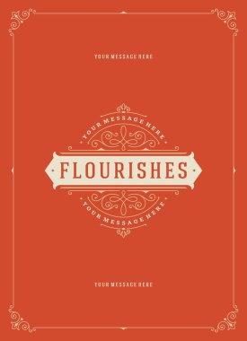 Vintage süsleme çerçeve tebrik kartı vektör şablonu.