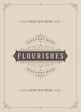 Vintage süsleme çerçeve tebrik kartı vektör şablonu.
