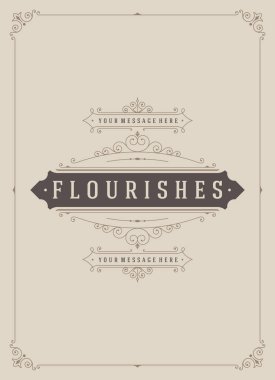 Vintage süsleme çerçeve tebrik kartı vektör şablonu.