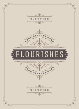 Vintage süsleme çerçeve tebrik kartı vektör şablonu.